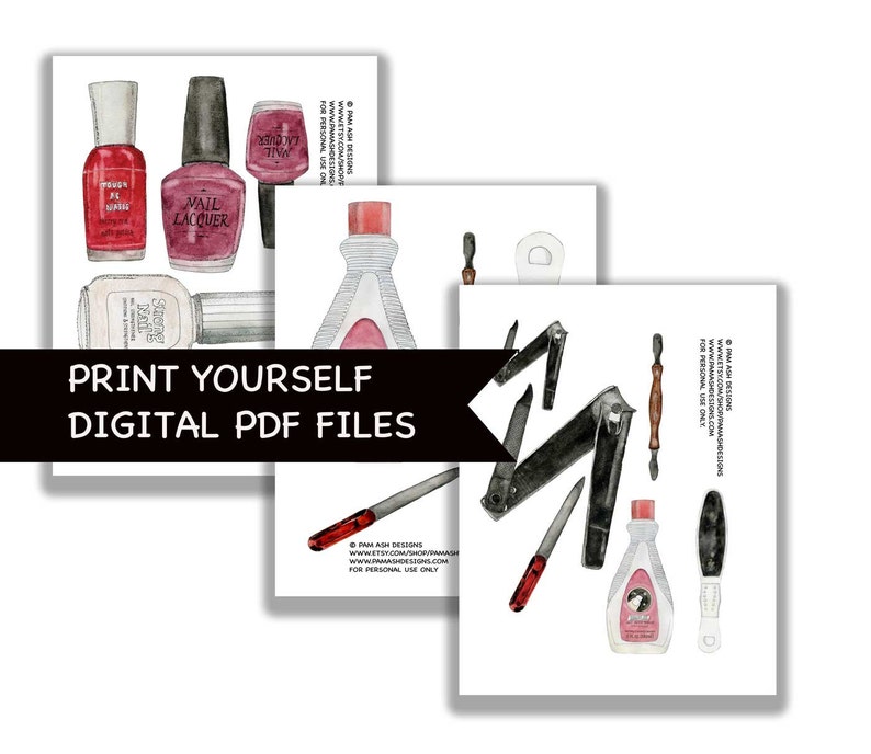 Mani/pedi Printable Card Kit | Printable Manicure/pedicure Watercolo ...