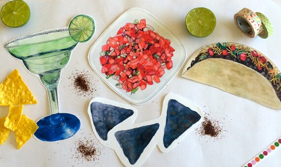 Mexican Food Printables Mexican Food Watercolor Clipart for | Etsy