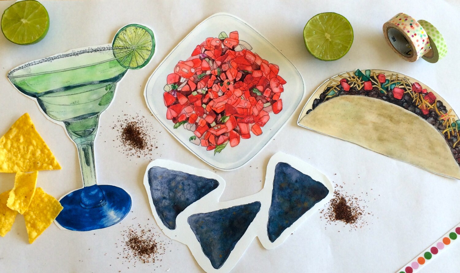 Mexican Food Printables | Mexican Food Watercolor Clipart for Art ...