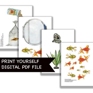 Pet Goldfish Printable DIY Card Kit | Printable Goldfish Watercolor ...