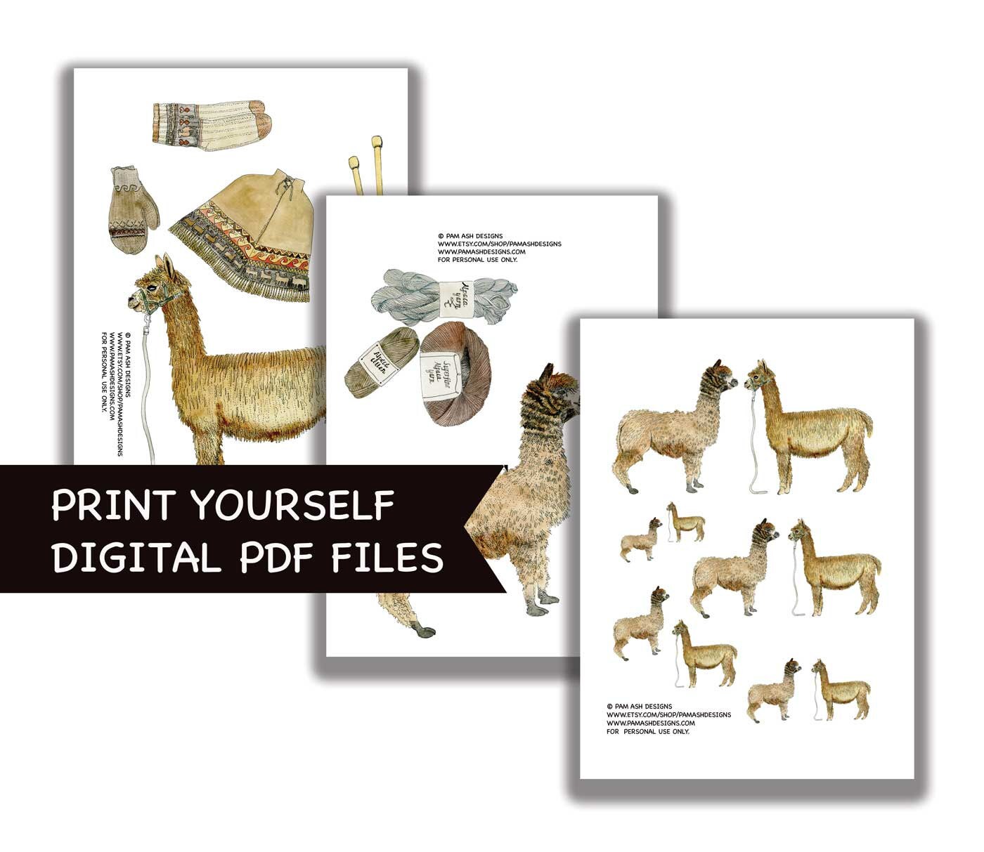 Alpaca Printable Card Kit Printable Alpaca Watercolor - Etsy España