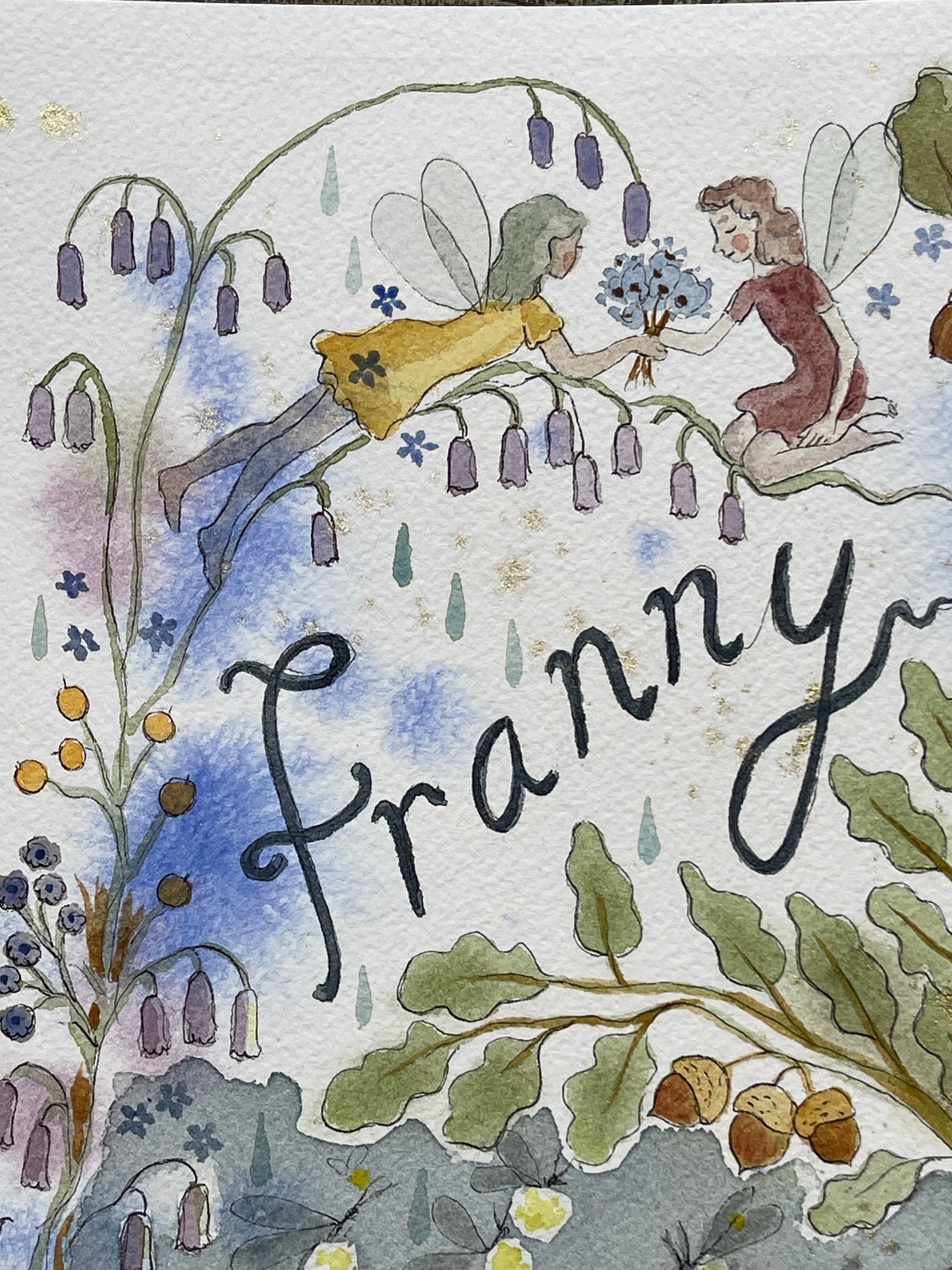 Bespoke A4 Original Baby Name Water Colour. - Etsy