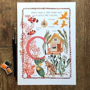 C A4 carta de ilustración personalizada del nombre del bebé