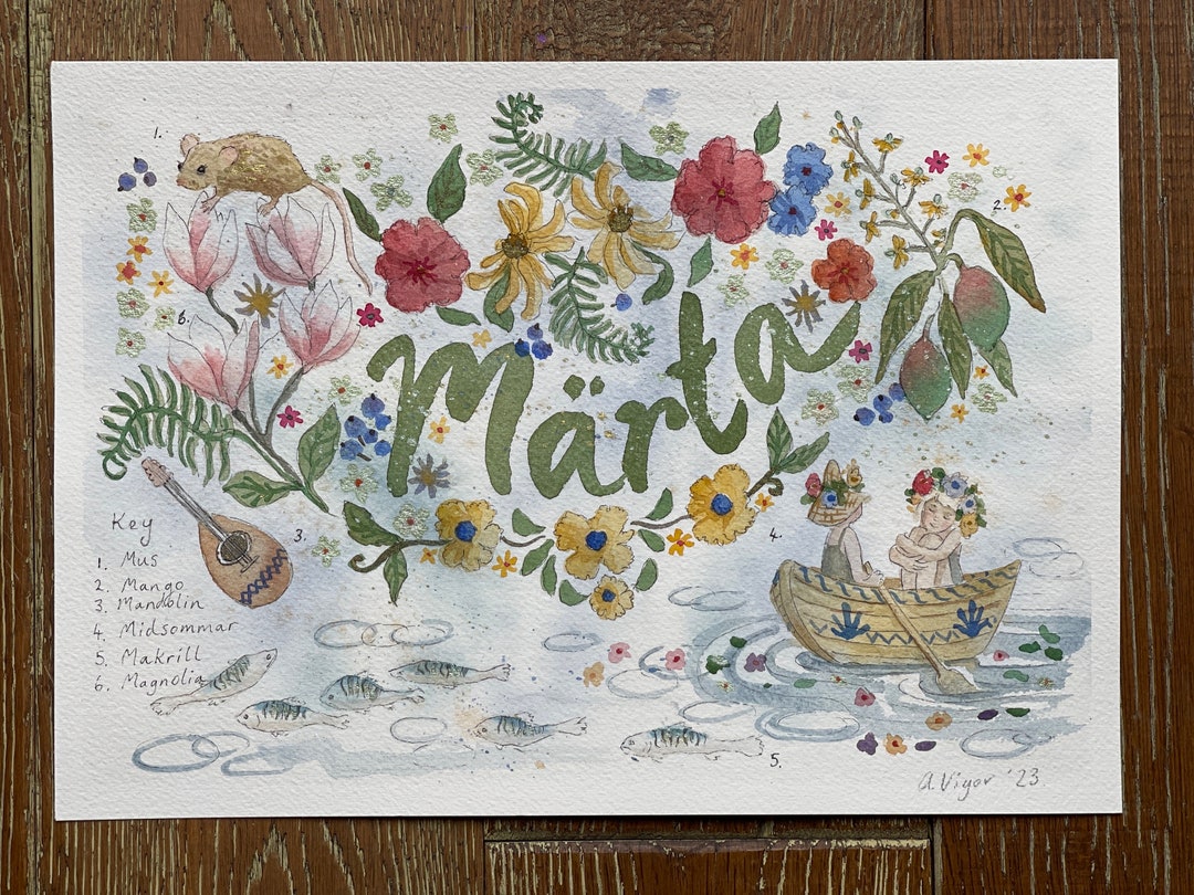 Bespoke A4 Original Baby Name Water Colour. - Etsy