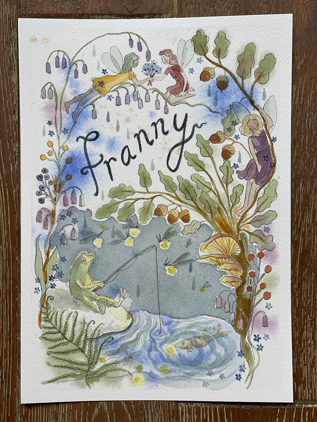 Bespoke A4 Original Baby Name Water Colour. - Etsy