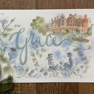 Bespoke A4 original baby name water colour.