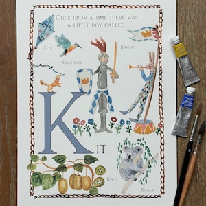 K A4 letra de ilustración personalizada del nombre del bebé