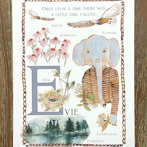 E A4 carta personalizada con ilustración del nombre del bebé