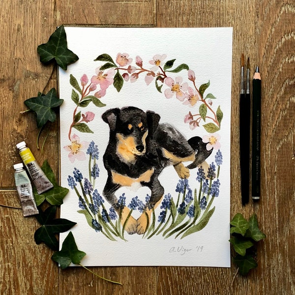 Bespoke pet portrait - A4 original water colour.