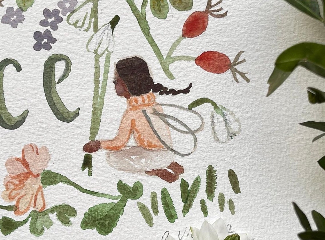 Bespoke A4 Original Baby Name Water Colour. - Etsy