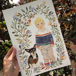 Bespoke child portrait A4 original water colour. image 2