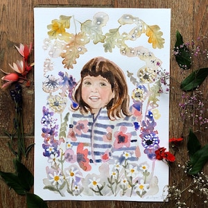 Bespoke child portrait A4 original water colour. image 1