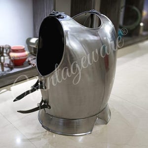 Medieval Knight Steel Breastplate Body Armor for LARP SCA Cosplay Halloween | 18 Gauge Metal Costume Chest Plate with Leather Straps