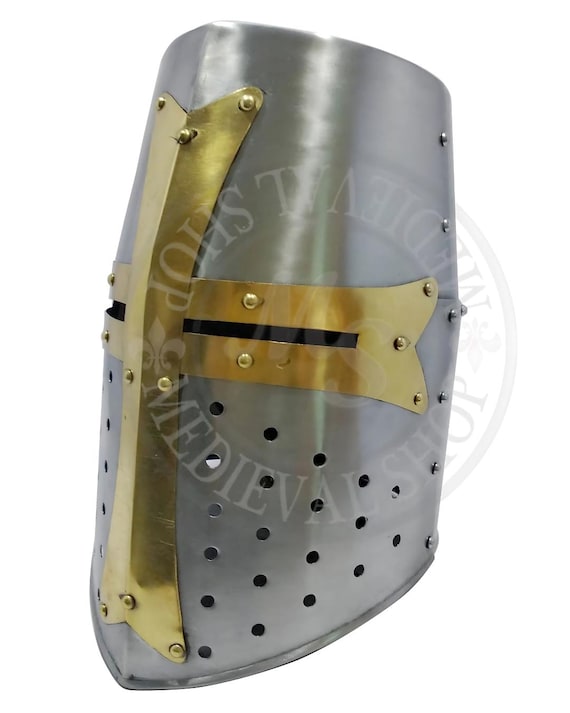 Medieval Crusader Templar Helmet: Wearable 18g St… - image 2
