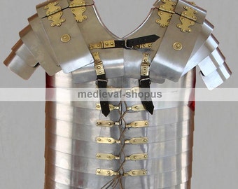 Lorica Segmentata Romana, Armatura per spalle con finiture in ottone, Lorica Segmentata Tuta militare Costume da armatura medievale