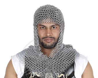 Vintage Chainmail Coif: Medieval Hood, Aluminum, SCA LARP Costume