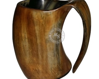 Handmade Viking Ox Horn Tankard: Medieval Beer, Ale, Mead Cup