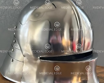 15th Century German Gothic Sallet Helmet: Hand-Forged Medieval Knight Helmet for LARP, Cosplay & Reenactment