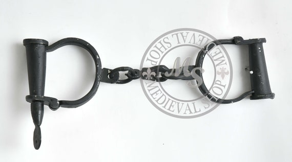 Iron Handcuffs Antique Style Police Shackles Props New Police Chrom HandCuff