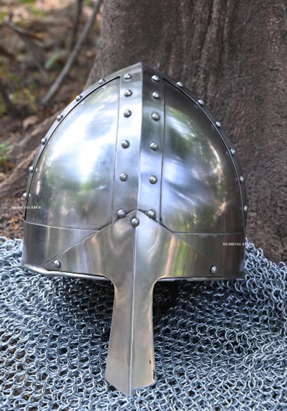 CASCO DE CABALLERO MEDIEVAL-CASCO NASAL NORMAN Réplica hecha a mano Armadura de