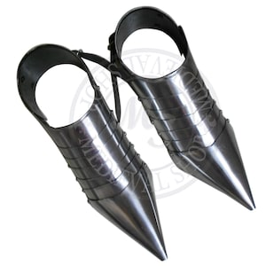 Medieval Steel Sabatons Knight Armor Pointed Toe Plate Shoes Wearable 18g Foot Armor for LARP SCA Cosplay Reenactment Costume
