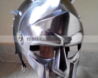 Medieval Roman Gladiator Maximus Steel Helmet Replica | Viking Knight Inspired MF Doom Helmet for Cosplay LARP Reenactment Display