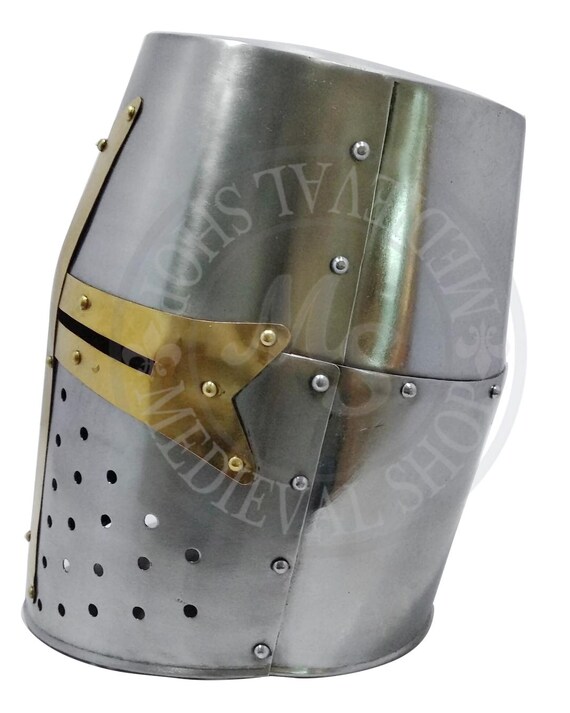 Medieval Crusader Templar Helmet: Wearable 18g St… - image 3