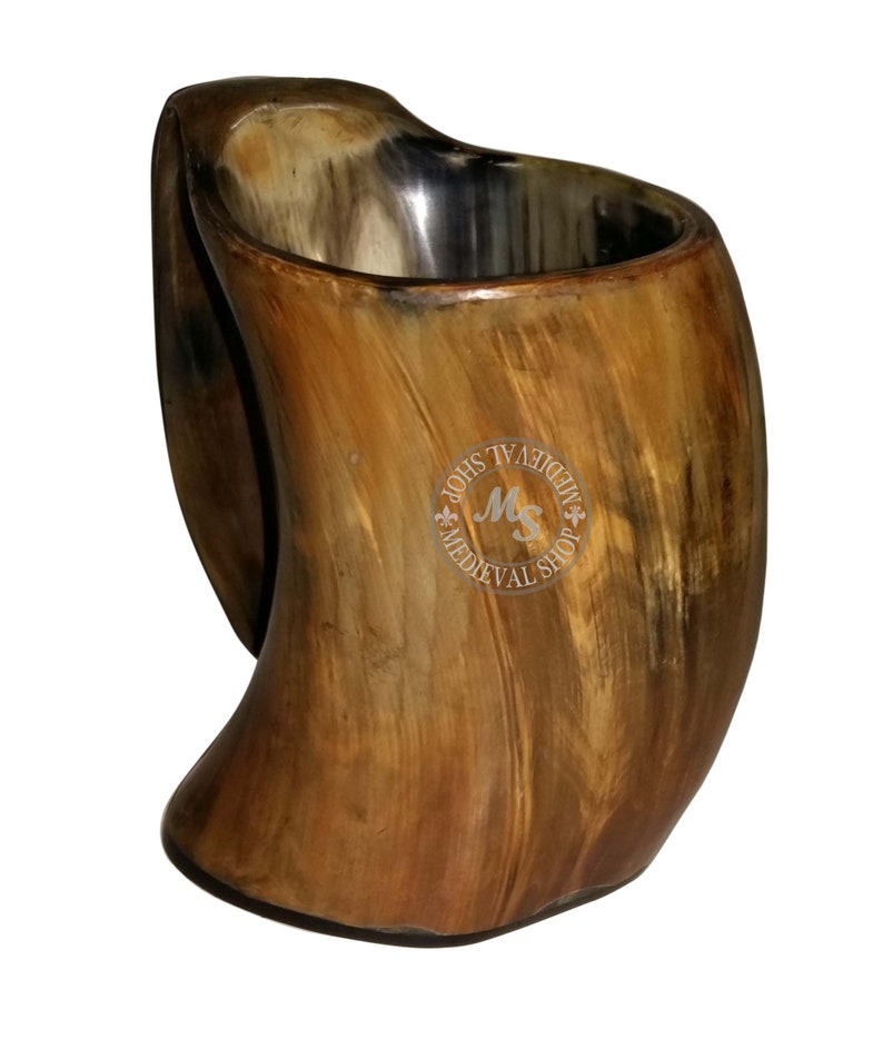 viking beer mug drinking horn mugs ale wine Game of Thrones Ox Horn mugs Tankard image 2