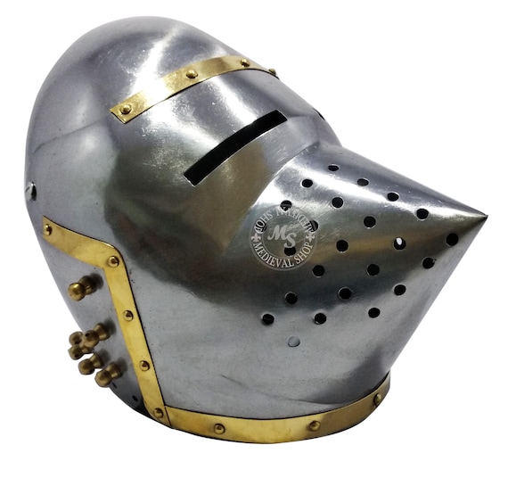 medieval pig face helmet Steel helmet larp A… Gem