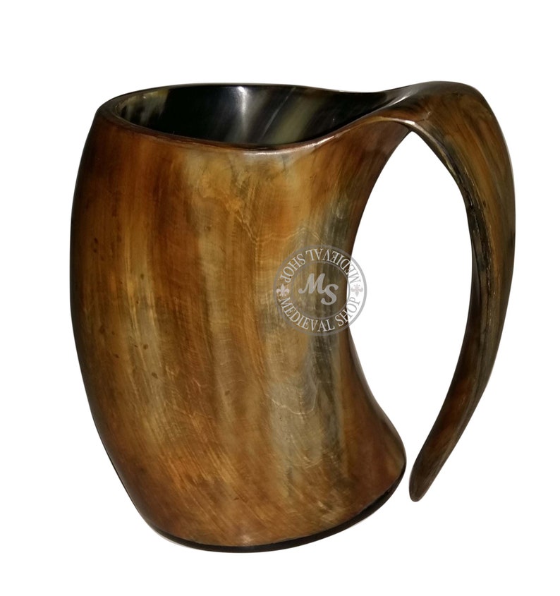 viking beer mug drinking horn mugs ale wine Game of Thrones Ox Horn mugs Tankard image 1