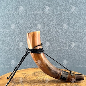 Viking War Horn Battle Trumpet &#39;16&#39; Crafted a Piece of History Natural Horn in Black/Brown Shade with Ancient Sound