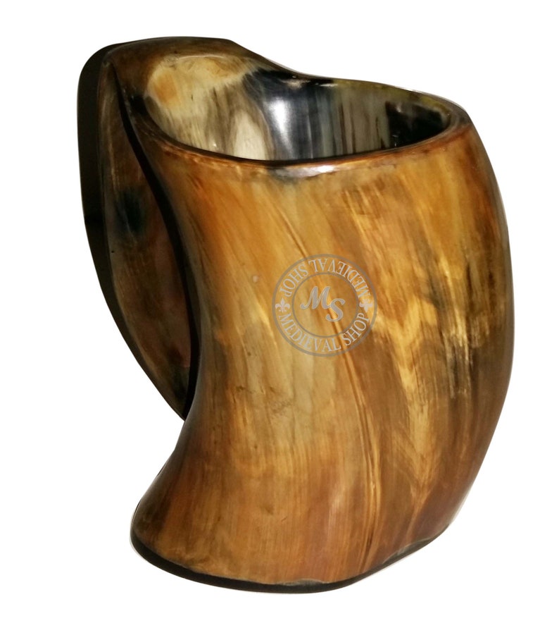 viking beer mug drinking horn mugs ale wine Game of Thrones Ox Horn mugs Tankard image 4