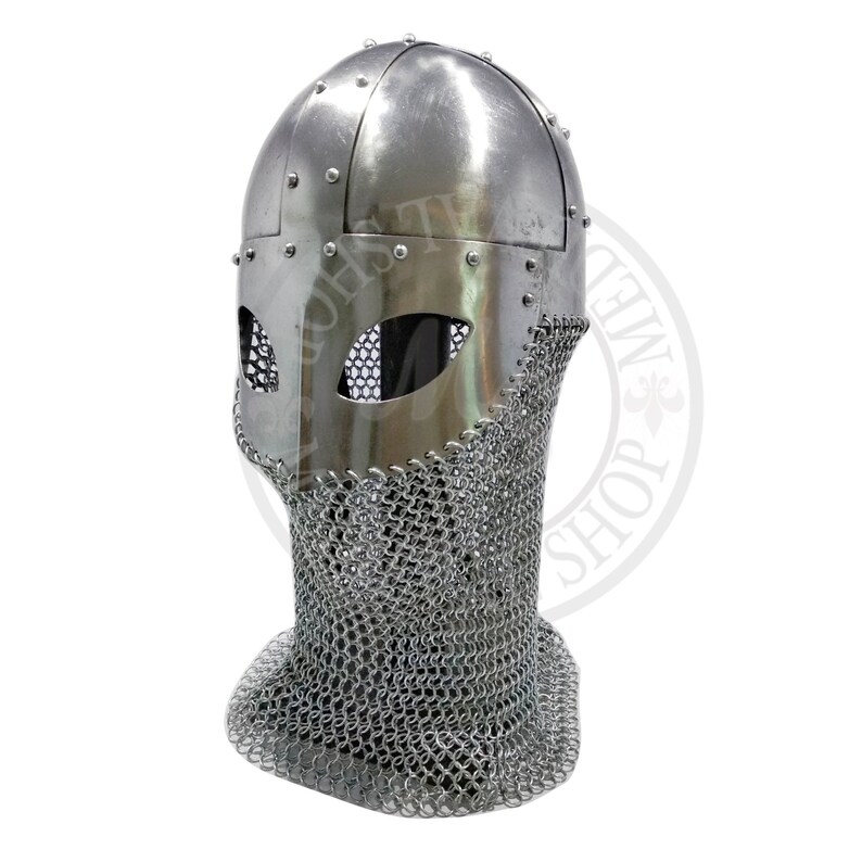 Viking Helmet with chainmail Armor Norman Helm Fully Wearable Etsy