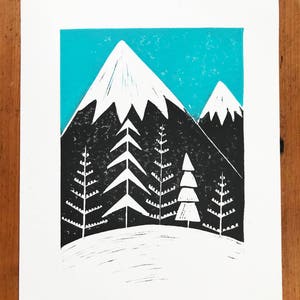 Highland Winter linoprint wall art image 2