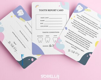 Tooth Fairy Letter and Report Card - kids magical - Instant Digital Download