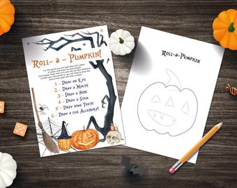 Roll-a-Pumpkin Halloween Game – Printable Party Activity (Digital Download)