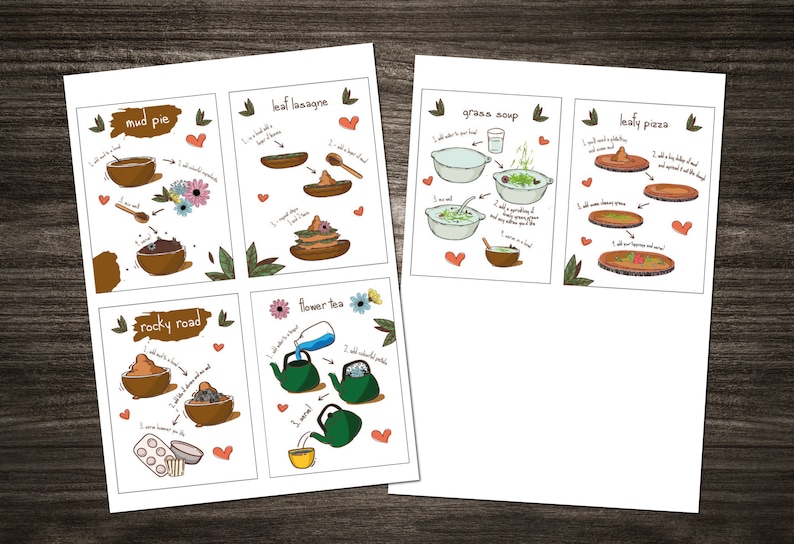 Tarjetas de recetas de cocina de barro descarga digital instantánea diversión de juego imaginativo escuela forestal imagen 2