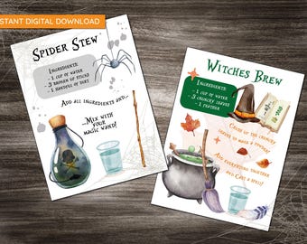 Halloween Mud Kitchen Potion Recipes Flashcards (Digital Download)
