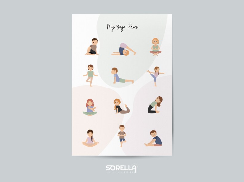 Kids Printable Yoga Pack Flash Cards, Matra Cards, Poster Instant ...