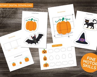 Halloween Activity Pack – Fine Motor Skills, Cutting Practice (Digital Download)