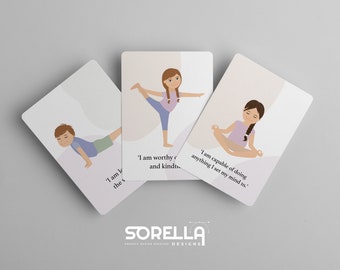 Kids printable yoga pack - flash cards, matra cards, poster - instant download