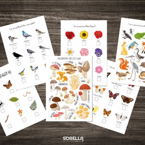 6 Printable Kids Nature Scavenger Hunt Sheets Forest School outdoor play I spy