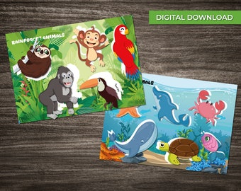 Animal Habitat Matching Game: Educational Kids Activity (Digital Download)