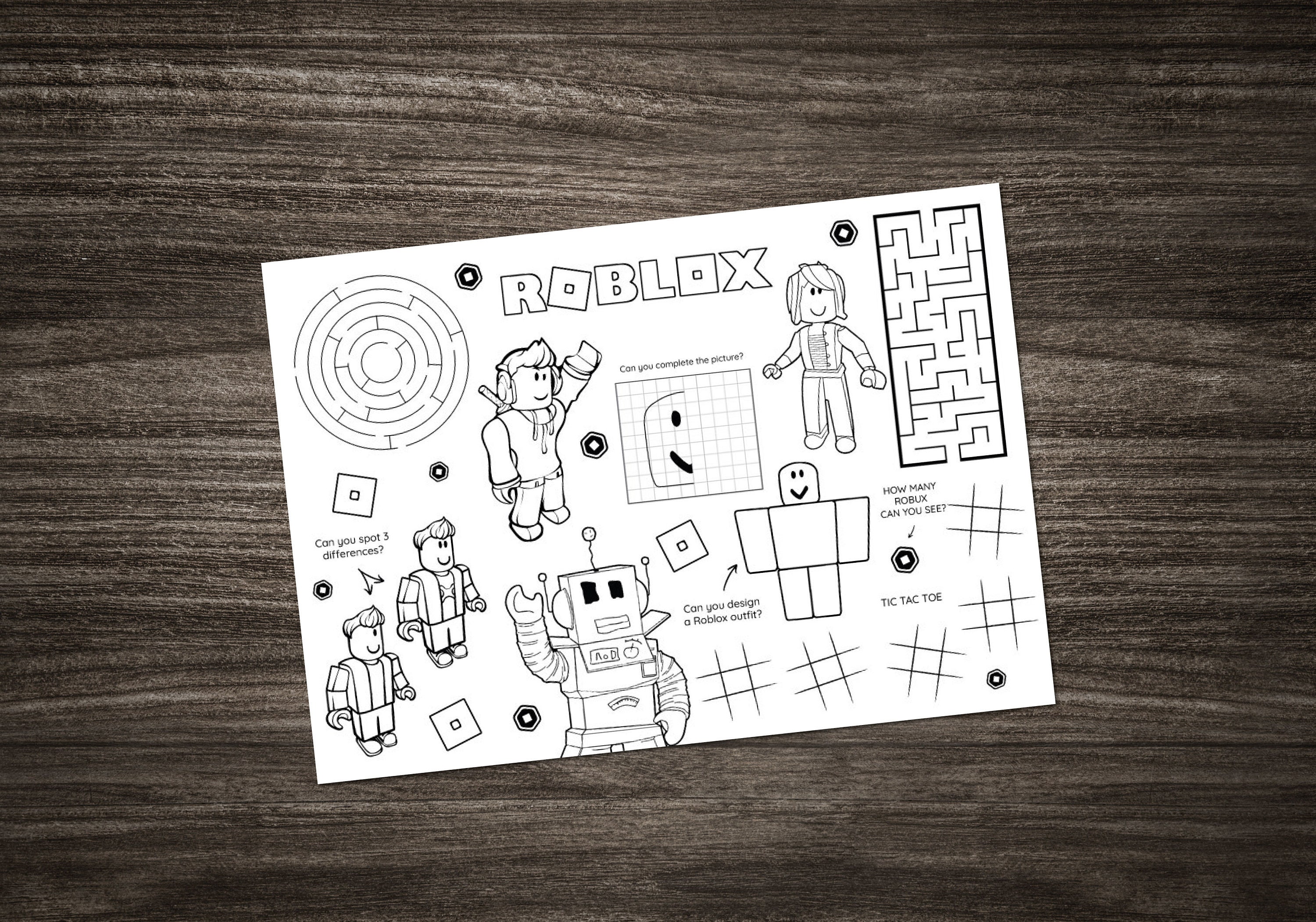 Roblox Activity Sheet Placemat Instant Download Digital Art Maze ...