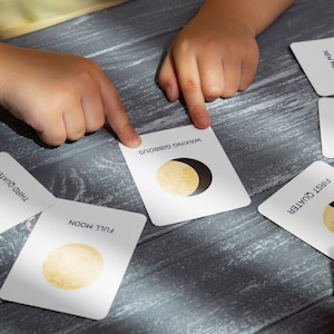 Moon lunar Phase Cards - instant digital download art - home school educating - Solar Learning Educational Resources - Outer space