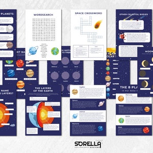 Unité spatiale Study Pack Planètes 25 Pages imprimable activité éducative Learning Plus Flash / Fact Cards - téléchargement numérique instantané - science