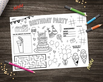 Geburtstags-Tagebuch: Party-Tischset zum Ausdrucken (Digitaler Download)