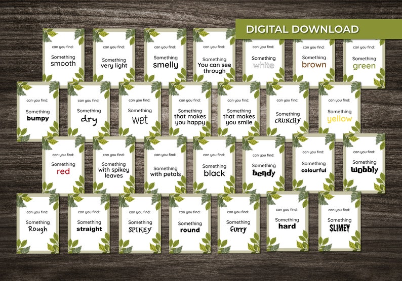 Forest School Scavenger Hunt Flash Cards: Nature Learning (Digital Download) image 3
