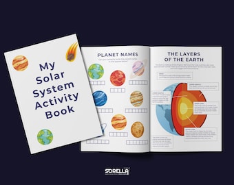 Space Study Pack Planets Printable 25 Page Educational Activity Book  Plus Flash / Fact Cards (Eco Version) instant download digital art