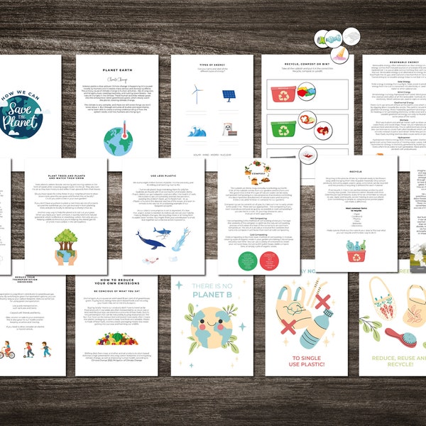 Pack d'apprentissage sur le changement climatique, 16 pages - Téléchargement numérique instantané - Apprentissage éducatif - Comprend 3 affiches respectueuses de l'environnement